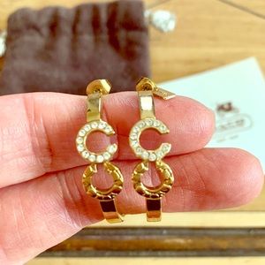 Coach signature gold hoop earrings EUC